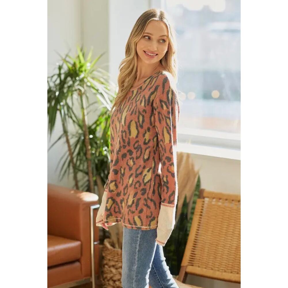 Lovely Melody - Leopard Print Long Sleeve Sweatshirt - Small (NWOT) - Picture 2 of 4